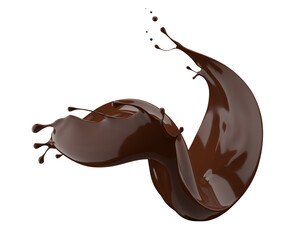 chocolate splash isolated on a white background. 3d render