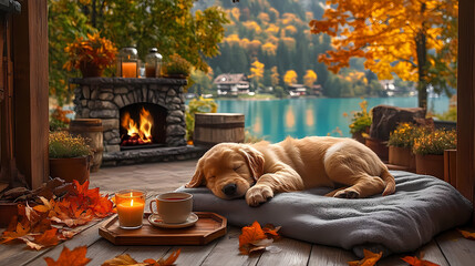 golden retriever puppy in vacation