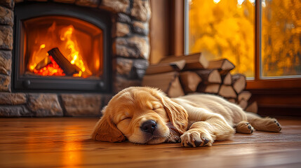 dog in the living room