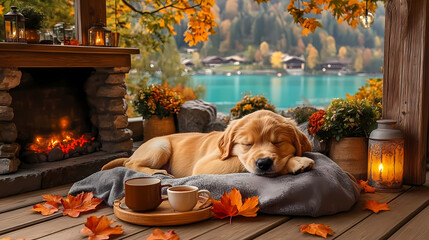 golden retriever puppy in vacation