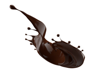 chocolate splash isolated on a white background. 3d render