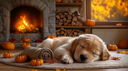 golden retriever puppy in vacation