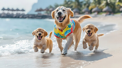 two golden retriever puppies