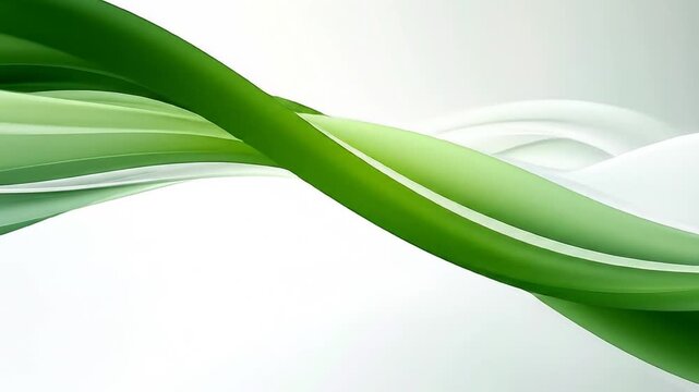 Abstract green wave flowing design on white background modern art