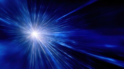 Explosion of brilliant blue light streaks emanating from a central bright starburst