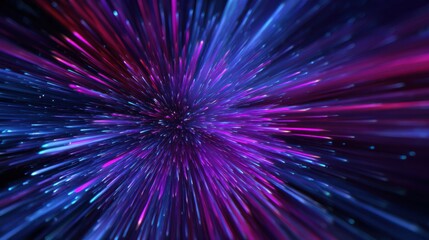Explosion of vibrant purple and blue light streaks emanating from a central point