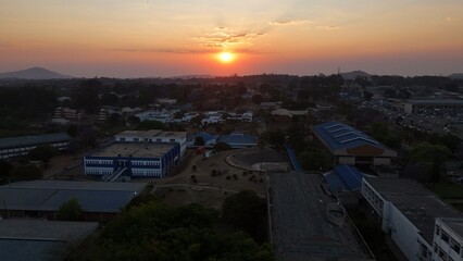 Fototapeta premium Aerial view of Blantyre malawi during sunset