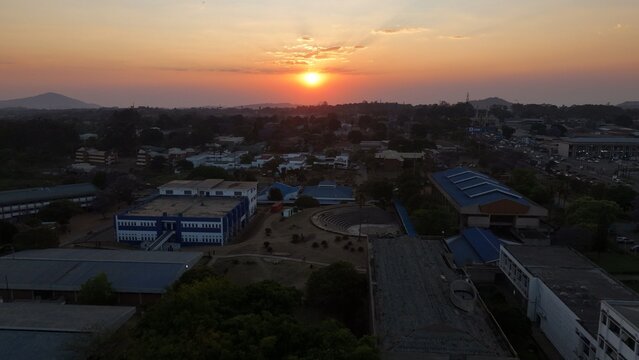 Aerial view of Blantyre malawi during sunset