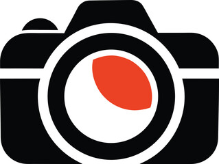 vector illustration of a black and red retro camera