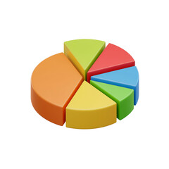 Obraz premium Colorful 3 D Pie Chart Sections isolated on a transparent background