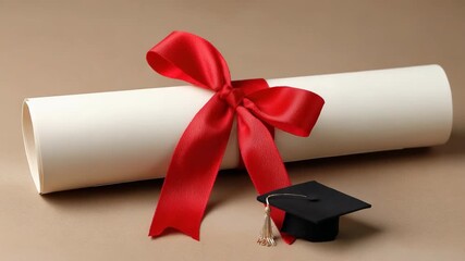 Elegant graduation celebration with diploma and cap in focus