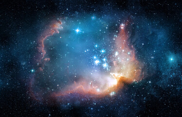 Space scene with stars in the galaxy. Panorama. Universe filled with stars, nebula and galaxy,. Elements of this image furnished by NASA