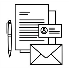 Mail envelope and pen icon vector for business and web design