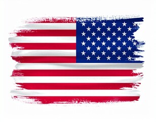 United States Flag Grunge Brushstroke Design and Paint Effect on White
