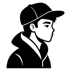 Stylish youth profile cap jacket and ide view vector on white background.