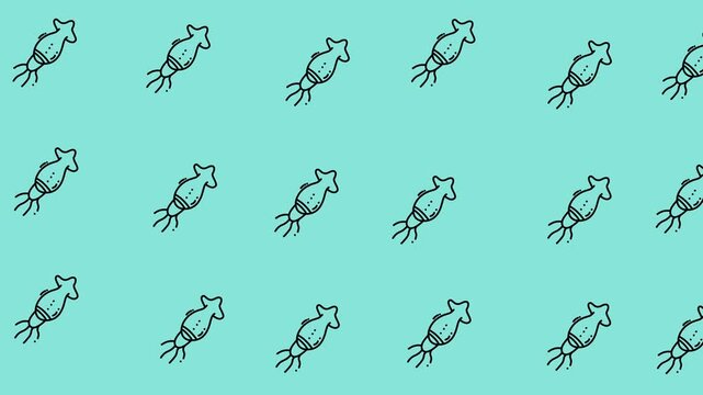 Looping pattern animal squid on pastel blue, perfect for background designs, textiles, stationary, and digital wallpapers with an animal theme