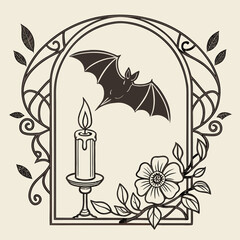 vector illustration of a candle with flowers