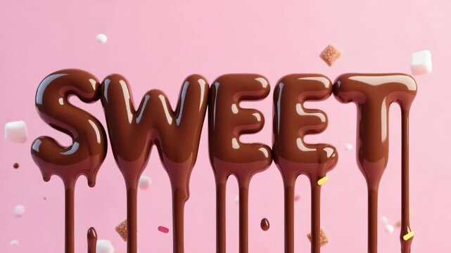 Dripping Chocolate Letters on Pink Background