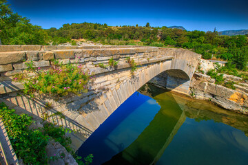 Naklejka premium Orbieu River in Ribaute. Landscape of the South of France in the Aude department.