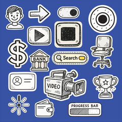Set of Finance and Technology Vector Stickers