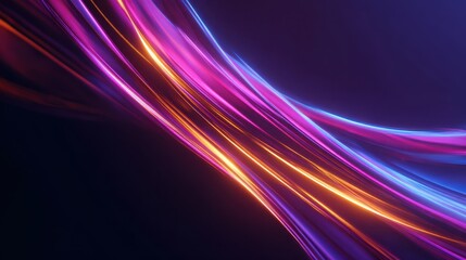 Fototapeta premium Vibrant abstract swirls of neon light flowing across a dark background