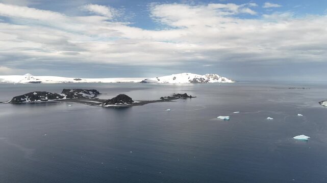 View of Antarctica. Seascape and landscape of Antarctica. Glaciers of the Southern Ocean.