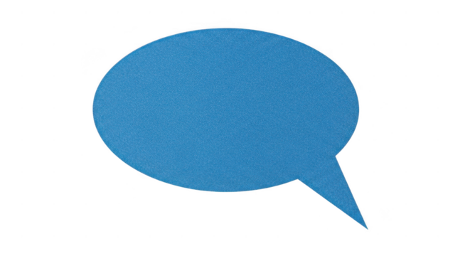 Sparkling blue speech bubble with glitter texture against a solid black background