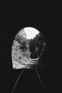 Fototapeta View from a railway tunnel