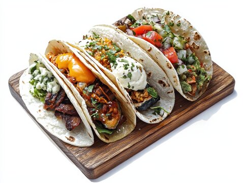 Delicious taco variety food market culinary delight bright setting close-up view flavorful experience