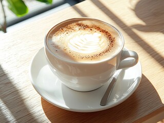 Savoring a cozy coffee moment bright morning light close-up relaxation inviting comfort tranquil home setting