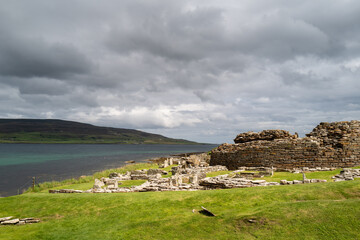 Remains of neolithic buildings, Broch of Gurness, Orkney.