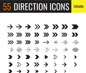 Comprehensive 55 Direction Arrows Icon Collection – Perfect for UI & Graphics