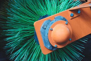 Large street cleaning brush on a special vehicle