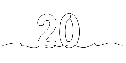 Minimalist one line number 20 drawing