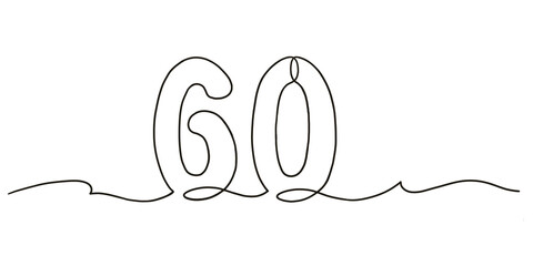 Modern one line drawing of number 60