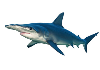 Blue shark isolated on transparent background, predatory marine animal with sharp teeth and streamlined body for wildlife concepts PNG