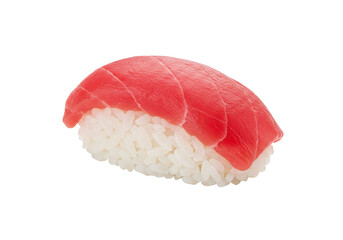 Maguro nigiri isolated on transparent background, Japanese tuna sushi with rice, traditional Asian cuisine