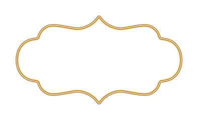 Golden shiny ornamental realistic 3d frame. Oriental style Islamic windows, Indian border, decorative element, morocco shapes. Vector illustration for invitation, greeting card, decorative design