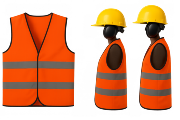 High visibility safety vest and hard hat set