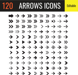 Modern 120 Arrows Icon Bundle | Flat, Outline, and Minimal Arrow Symbols