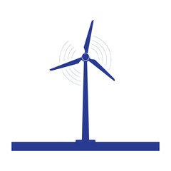 Wind turbine for clean energy on white background