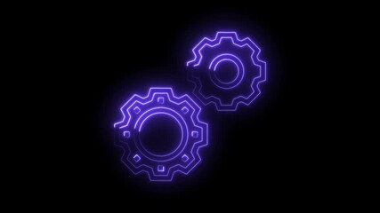 Neon purple gears animation technology engineering and creative motion graphics concept