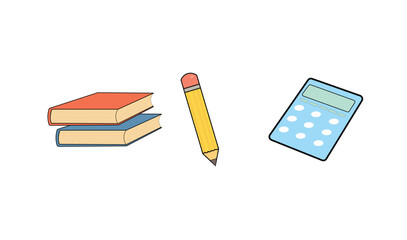 Book, Pencil, Calculator design vector