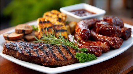 Backyard barbecue joy with smoky grilled meats and tasty bites