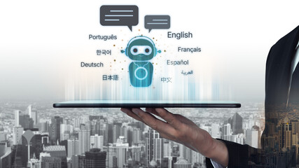 Global communication with multiple languages, digital translation tools, multilingual technology, cross-cultural communication, and virtual language learning environments. Spline