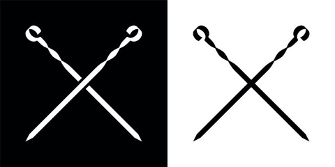 Skewer icon. A tool for making shashlik. A metal rod with a pointed end. Used for grilling meat, fish, or vegetables over an open fire (grill or campfire).