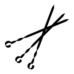 Skewer icon. A tool for making shashlik. A metal rod with a pointed end. Used for grilling meat, fish, or vegetables over an open fire (grill or campfire).