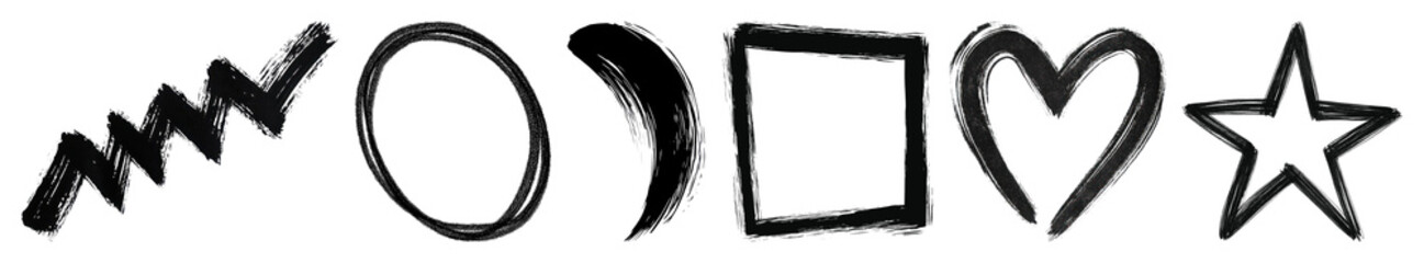 PNG Hand-drawn shapes collection vector, element set on transparent background