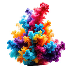 Fototapeta premium Colorful explosion of swirling vibrant smoke clouds on black background