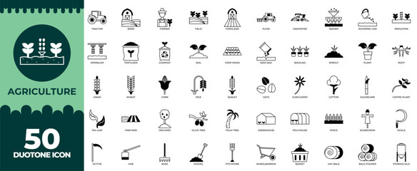 Agriculture Duotone Editable Icons set. Vector illustration in modern thin duotone style of Agriculture icons: agriculture, farming, agronomy etc